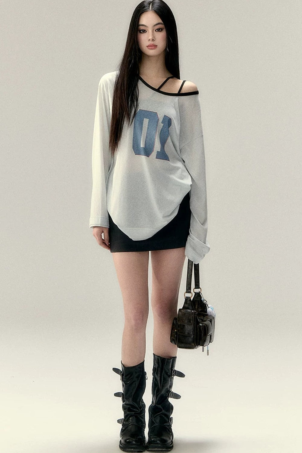 Color Block Letter Print Top Set-Up