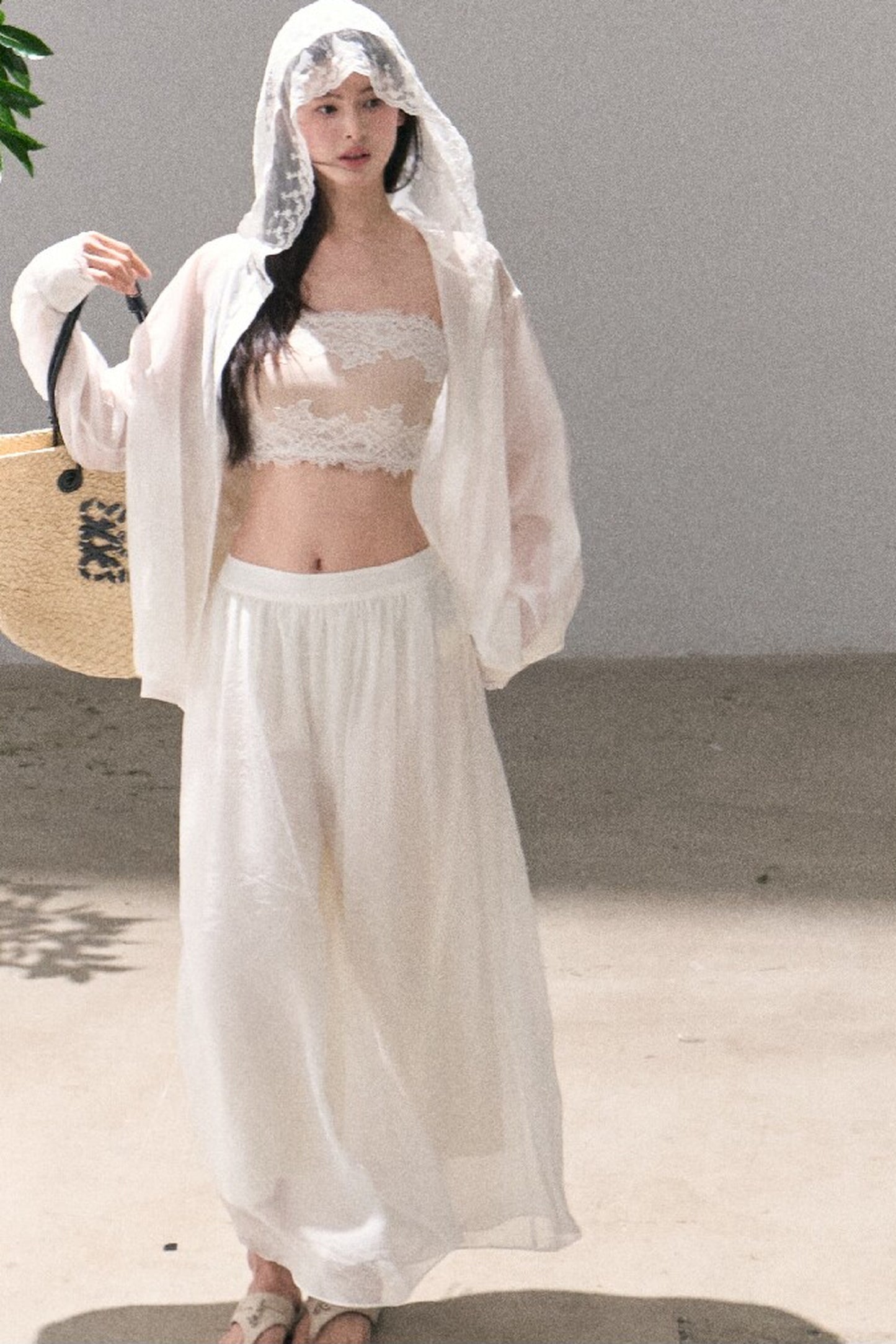 Lyocell Lace Hooded Cardigan