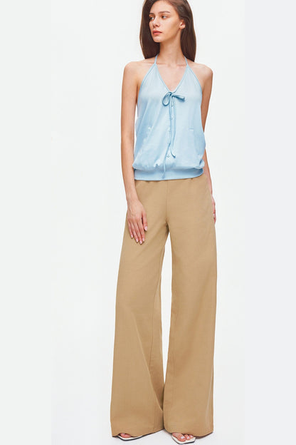 Tencel Linen Cotton Wide-Leg Trousers