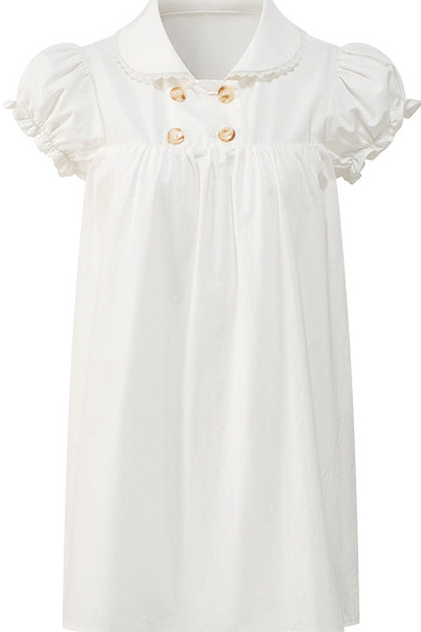 Double-Breasted Puff-Sleeve Peter Pan Collar Dress