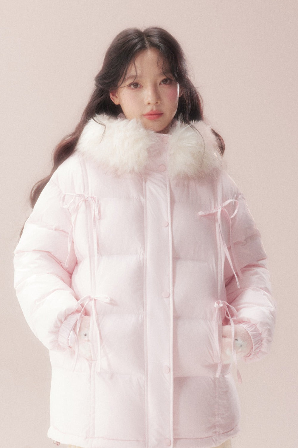 Snow Bow Fur Collar Down Jacket