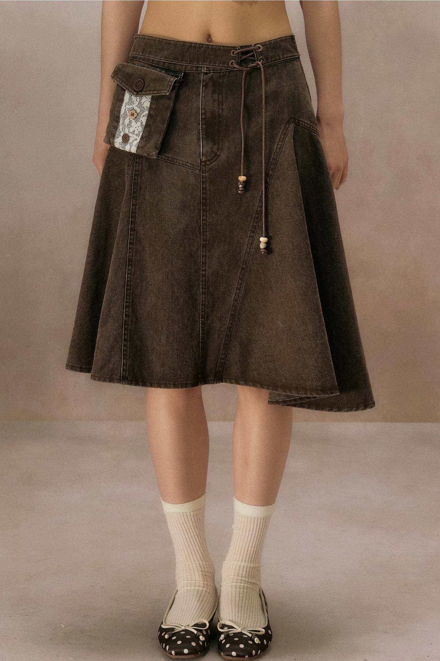 Irregular Denim A-Line Skirt