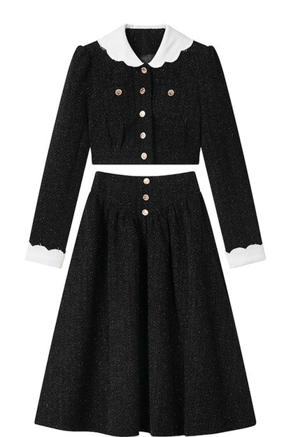 Tweed Jacket and Long Skirt Two-Piece Set