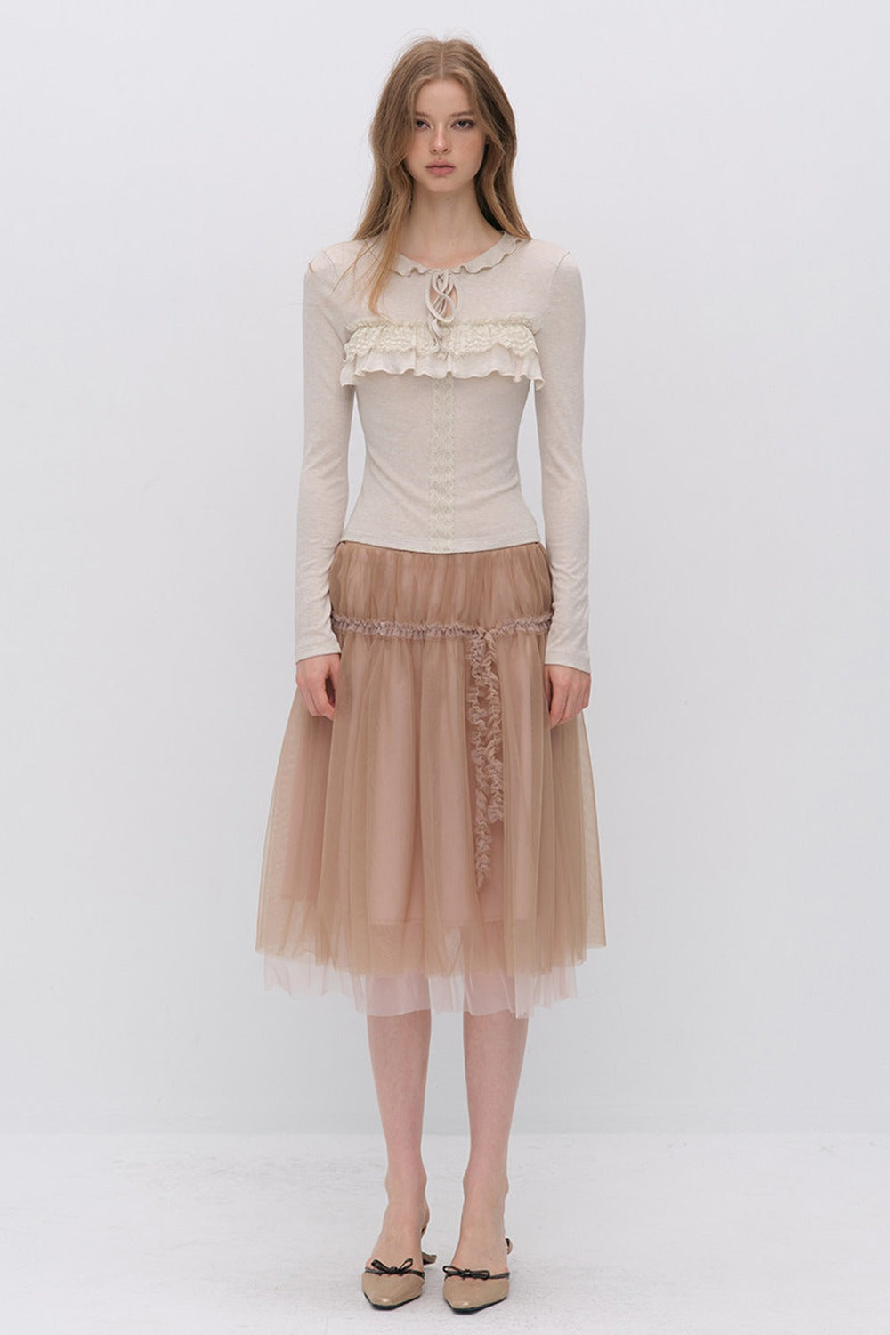 Lace-Up Hollow Lace T-Shirt