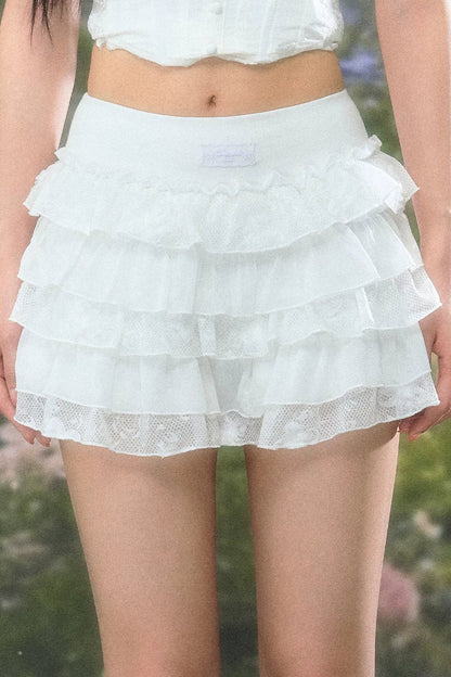 High Waist Lace Cake Skirt