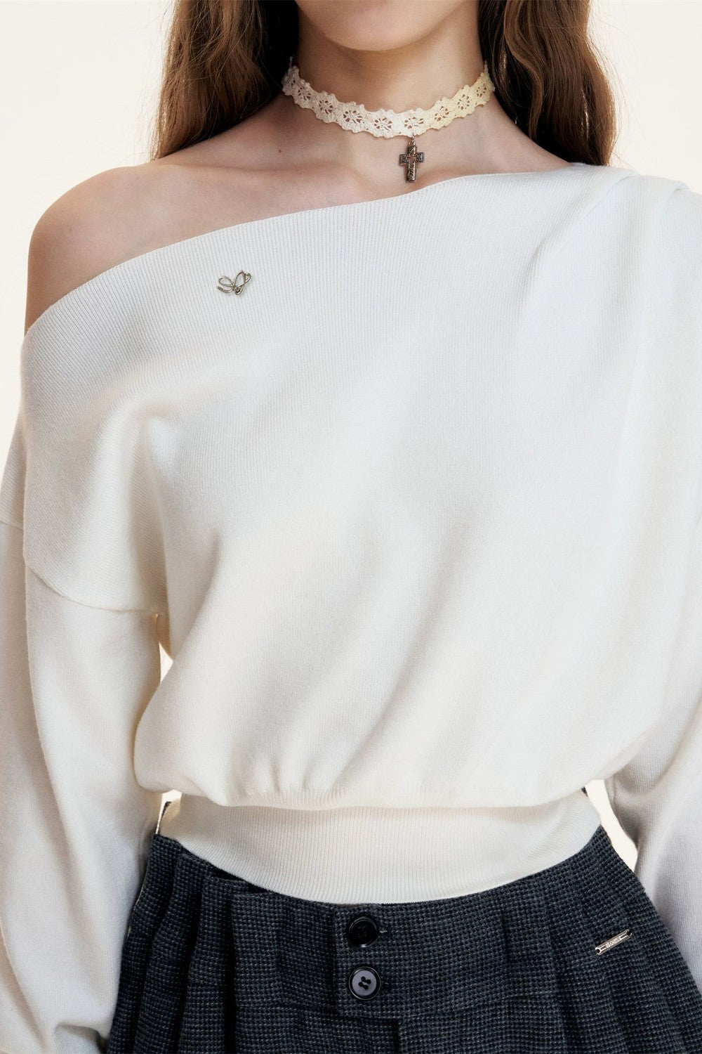 Pleated Woolen A-Line Skirt Set-Up