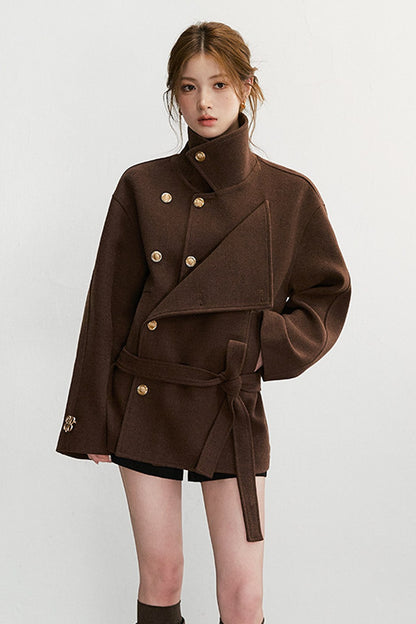 Double-Breasted Wool Blend Jacket