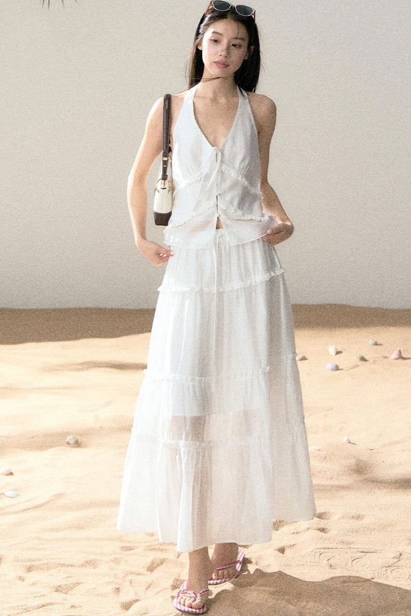 Halter Ruffled Top and Skirt Set