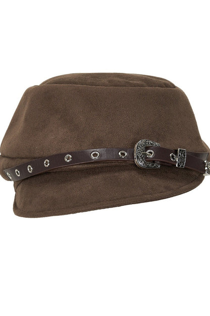 Carved Leather Newsboy Beret