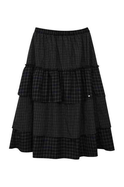 High-Waisted Plaid Cake Skirt