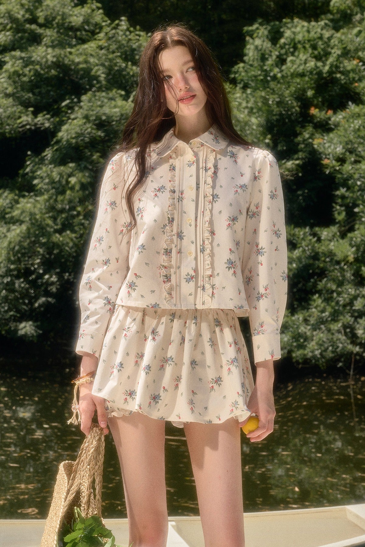 Floral Shirt and Skirt Set-Up