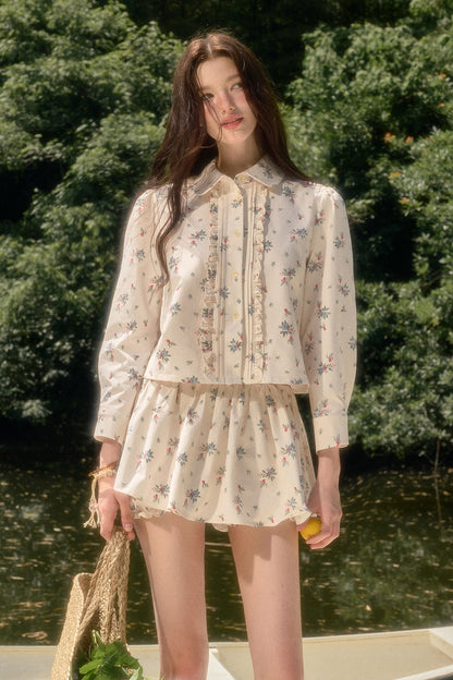 Floral Shirt and Skirt Set-Up