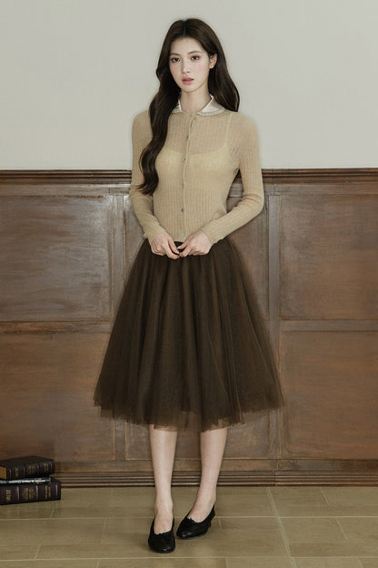 Detachable Doll Collar Knit Cardigan