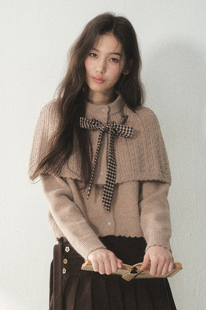 Retro Capelet And Knit Sweater Set