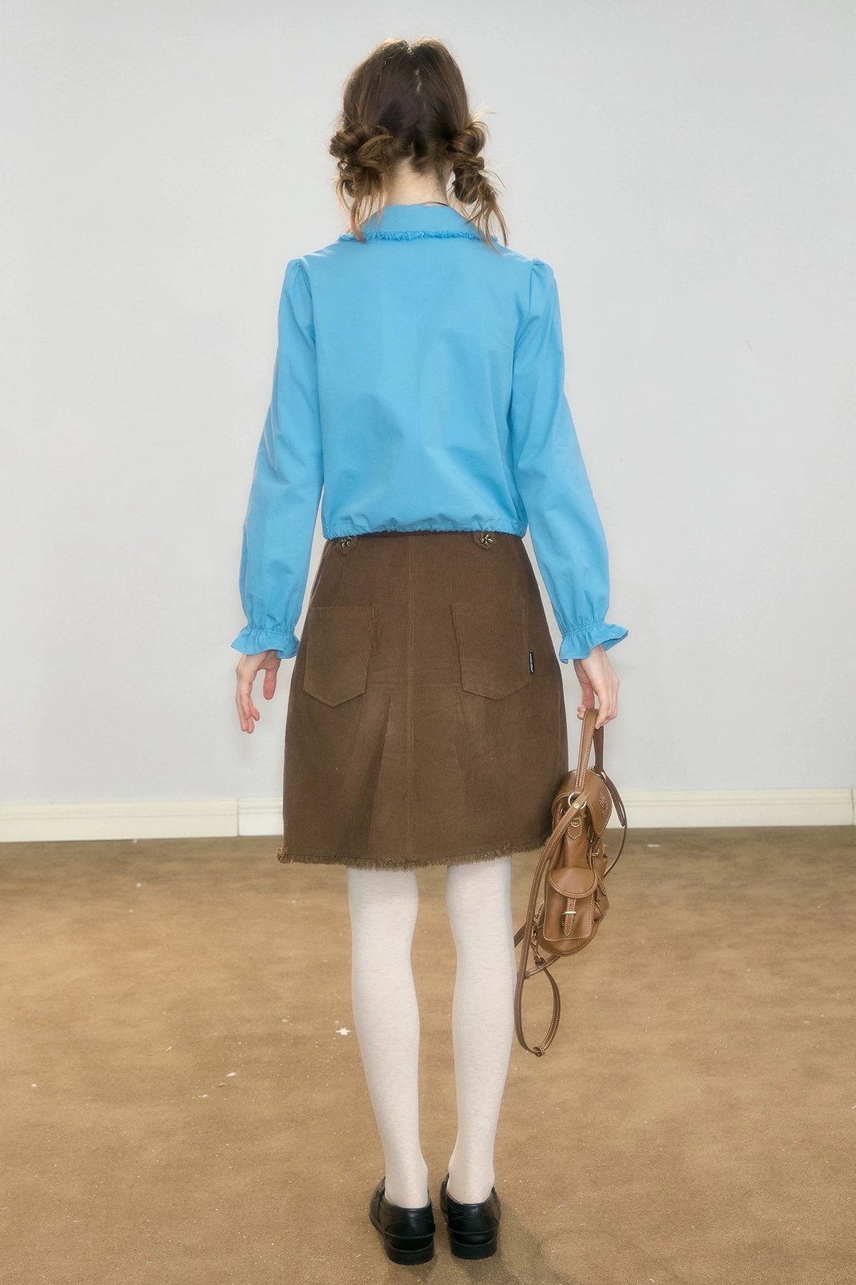 Brown Corduroy Mid-Length Skirt