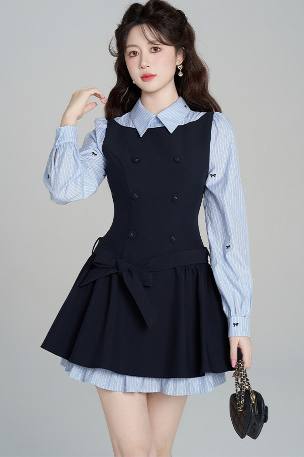 Preppy Style Long-Sleeved Dress