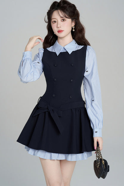 Preppy Style Long-Sleeved Dress