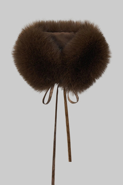 Faux Fox Fur Neck Warmer With Bow