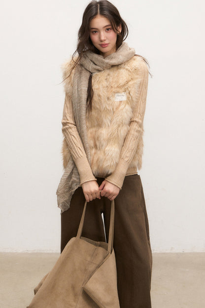 Beige Knit Base Layer Top Set-Up