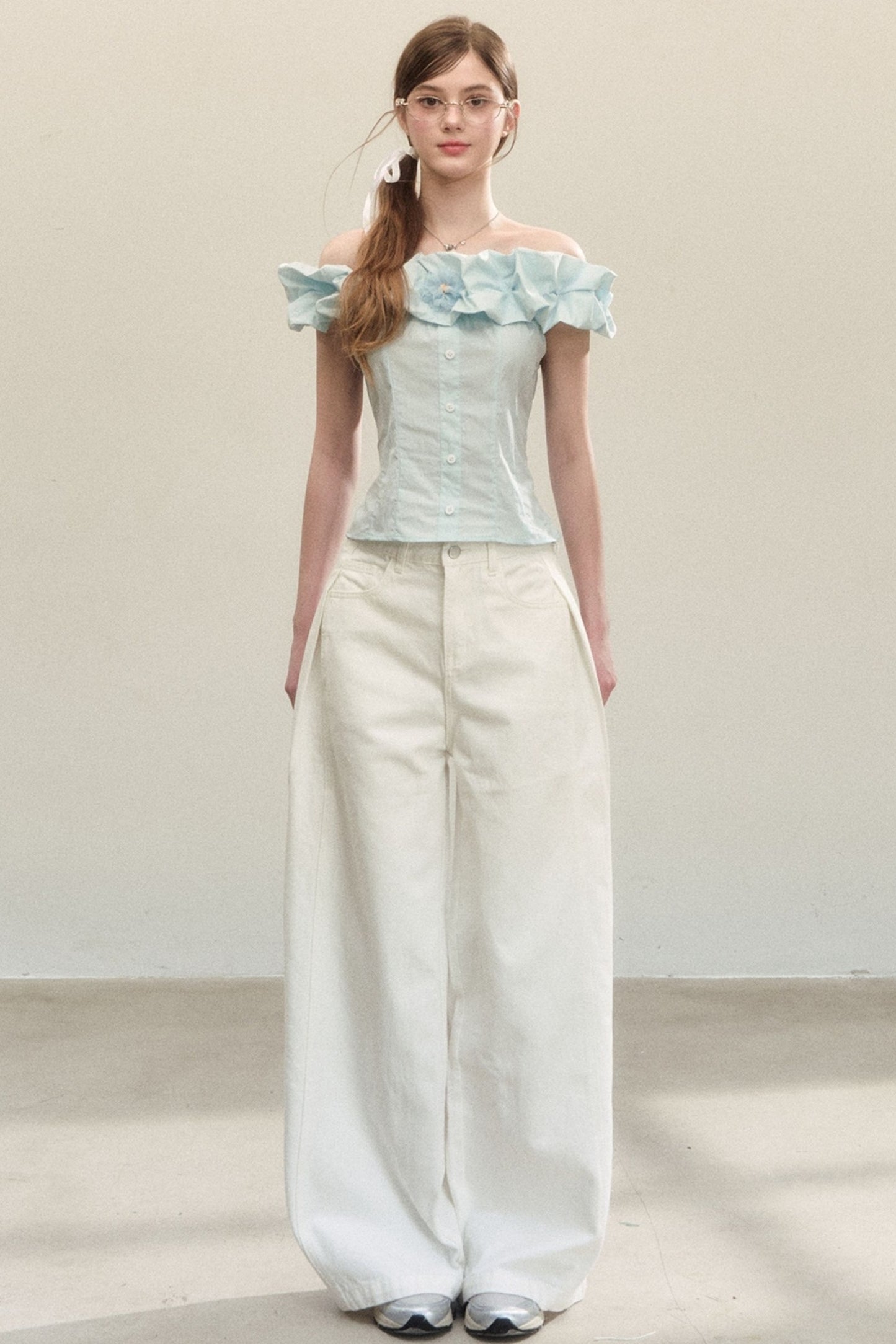 Off-Shoulder Ruffle Shirt
