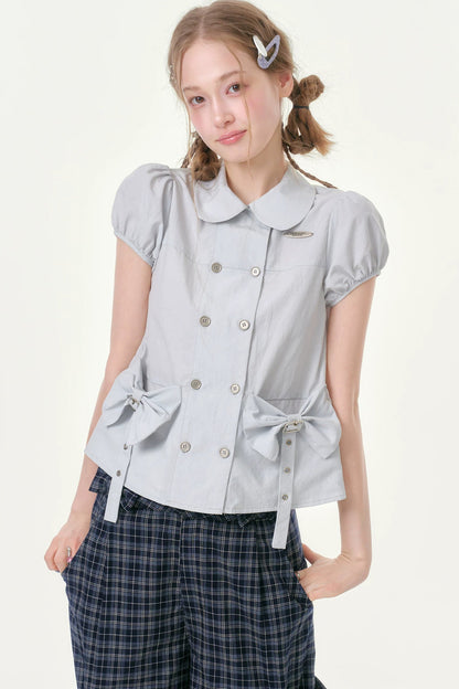 Misty Bow Puff Sleeve Blouse