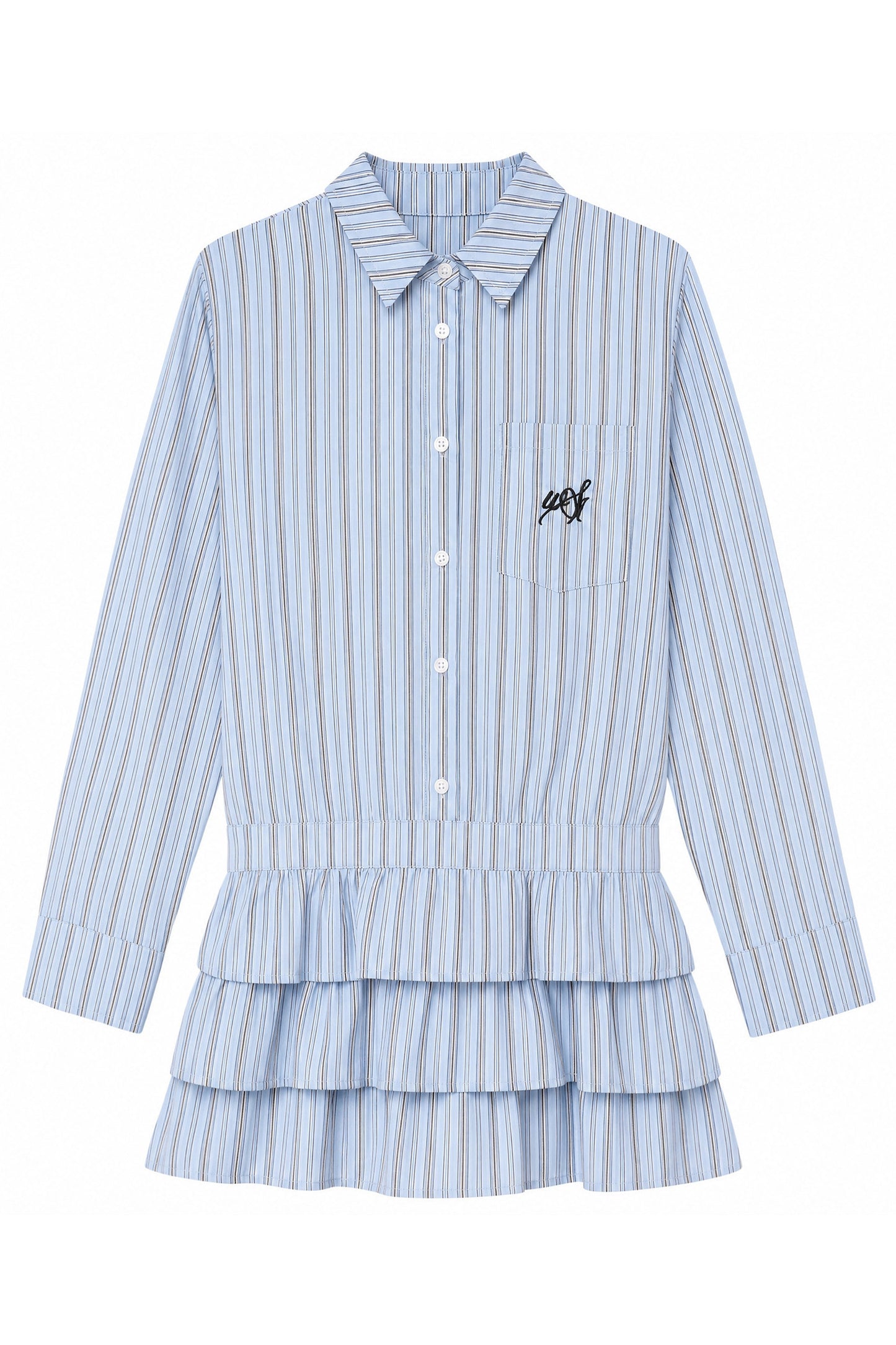 Woolen Baseball Jacket with Tiered Shirt Dress Set-Up