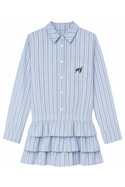 Woolen Baseball Jacket with Tiered Shirt Dress Set-Up