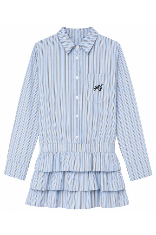 Woolen Baseball Jacket with Tiered Shirt Dress Set-Up