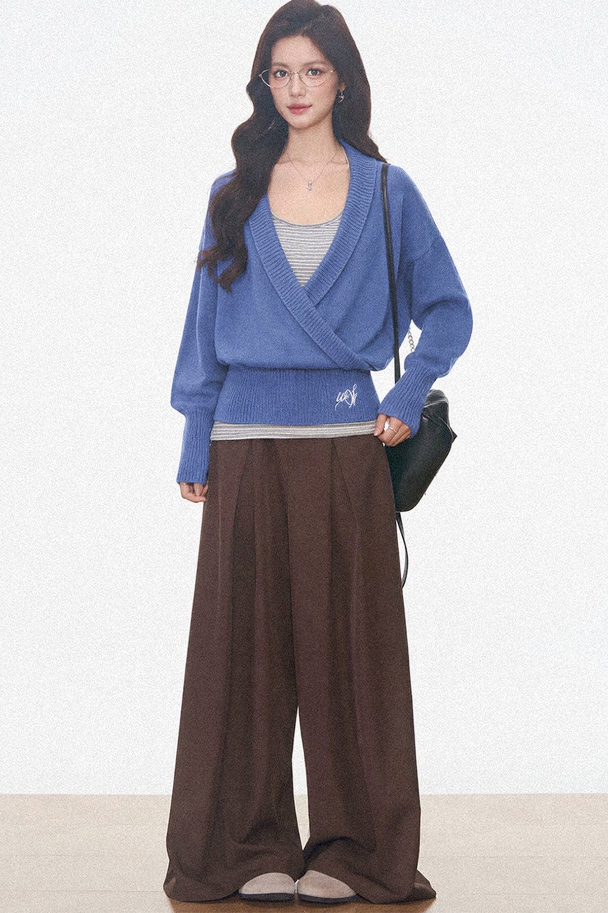 Westayone Long-Sleeved Knitted Sweater and Wide-Leg Pants Set-Up