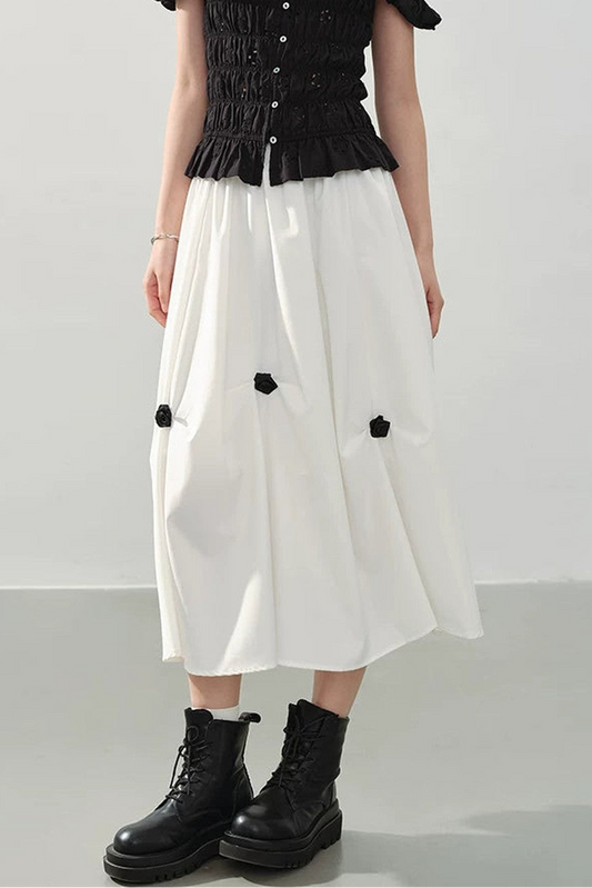 Flower Shadow Pleated Skirt