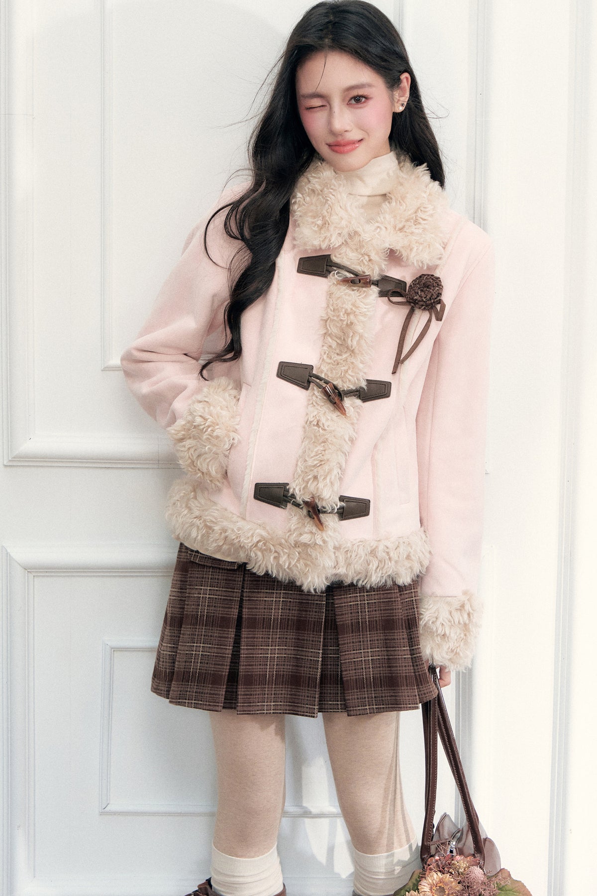 Warm Suede Faux Fur Toggle Jacket