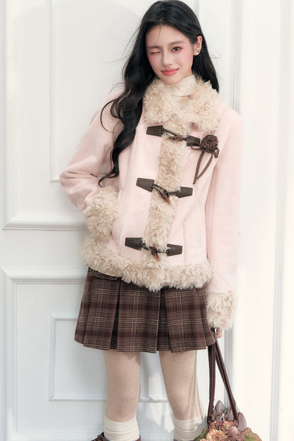 Warm Suede Faux Fur Toggle Jacket
