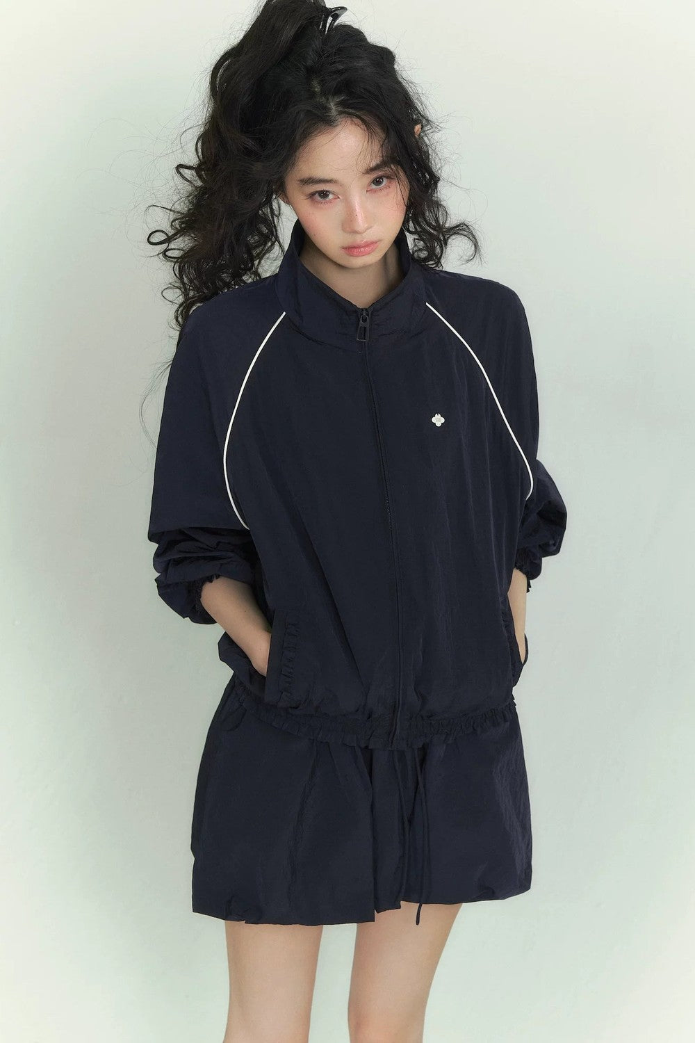 Floral patchwork collar jacket set