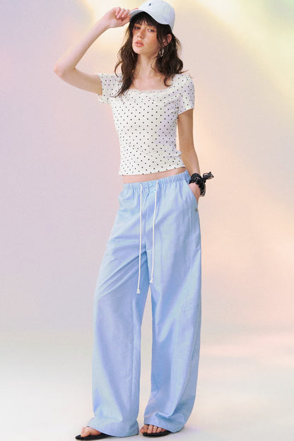 Macaron Color Wide Leg Pants