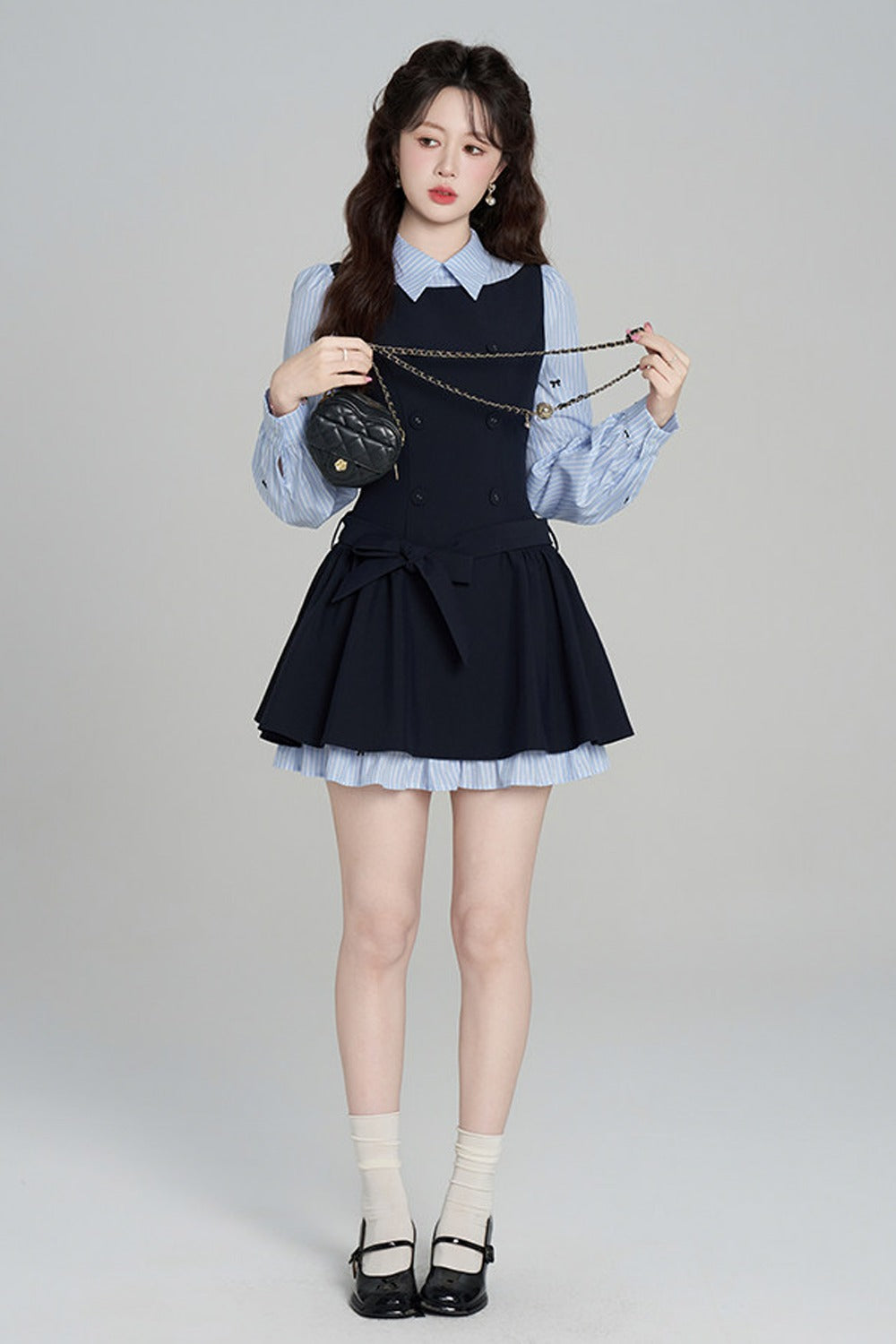 Preppy Style Long-Sleeved Dress