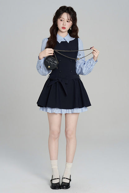 Preppy Style Long-Sleeved Dress