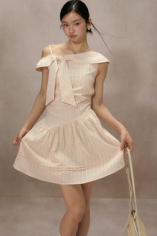 Pink Striped Mid-Length Dress