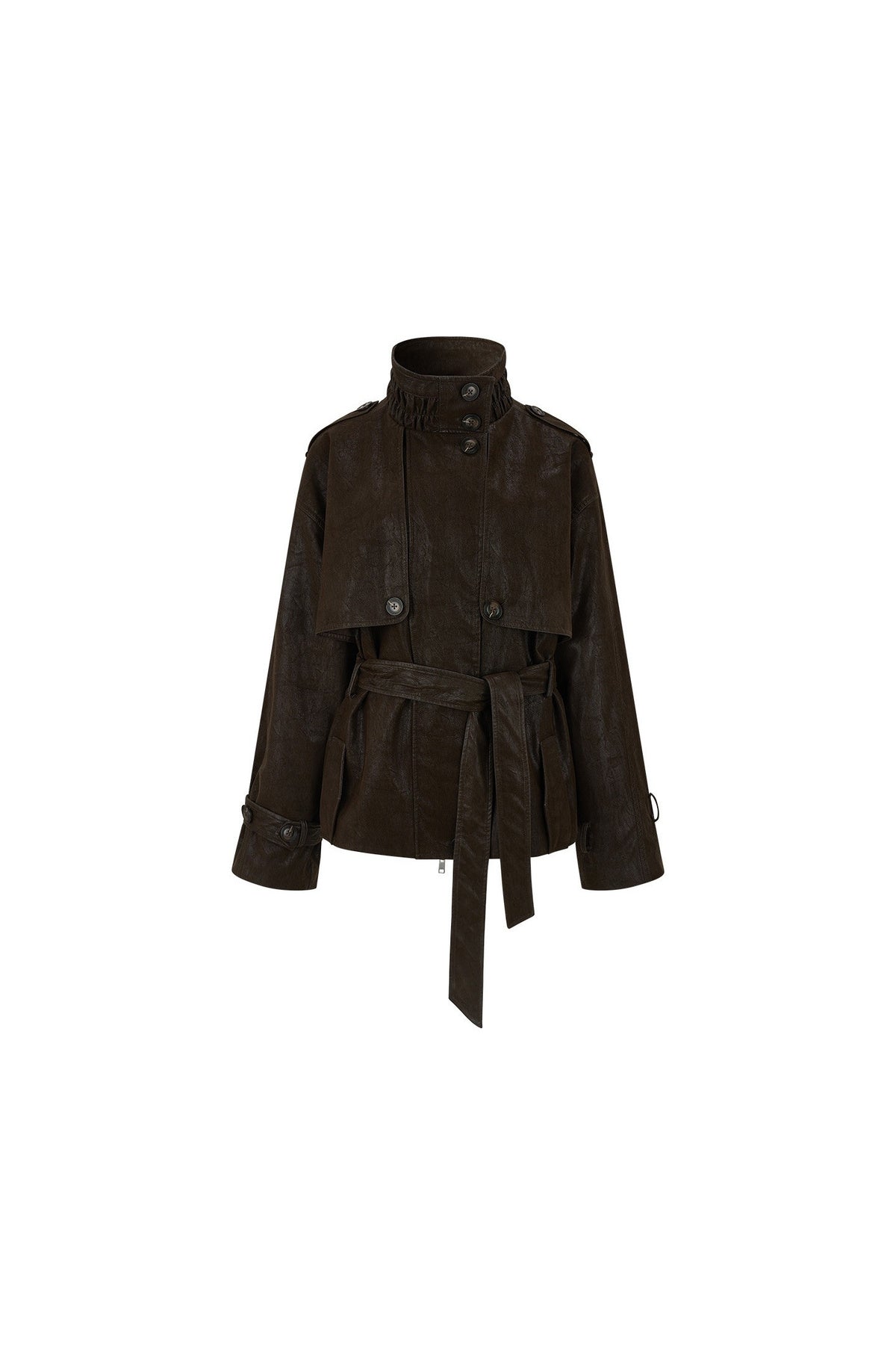 Belted PU Leather Jacket