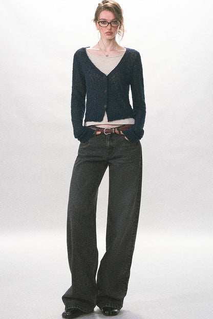 Textured Hollow-Out Knit Cardigan Jacket