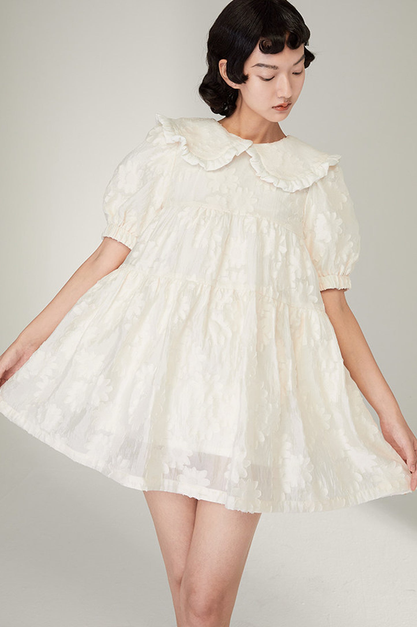 Ruffled Peter Pan Collar Dress