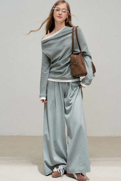 Color-Block Off-Shoulder Set