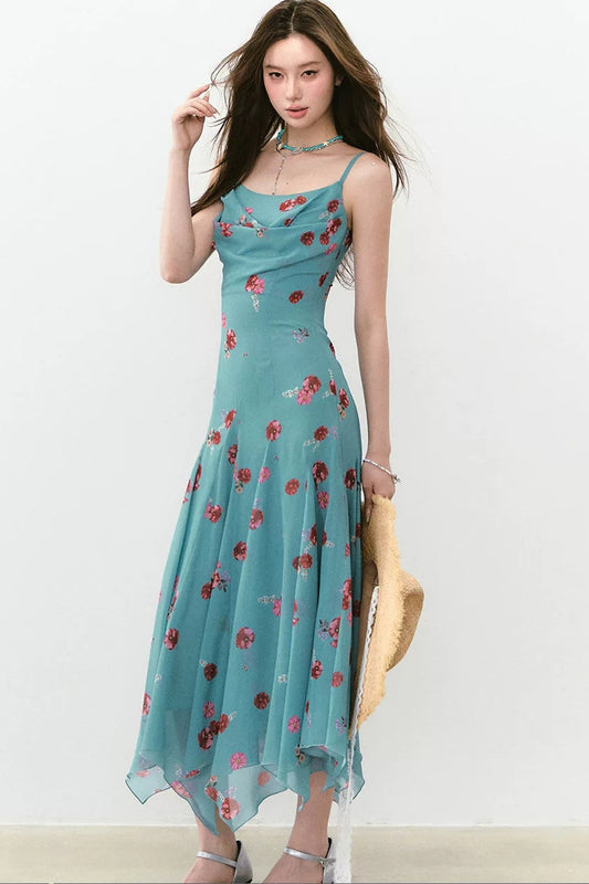 Flowing Floral Spaghetti Strap Dress