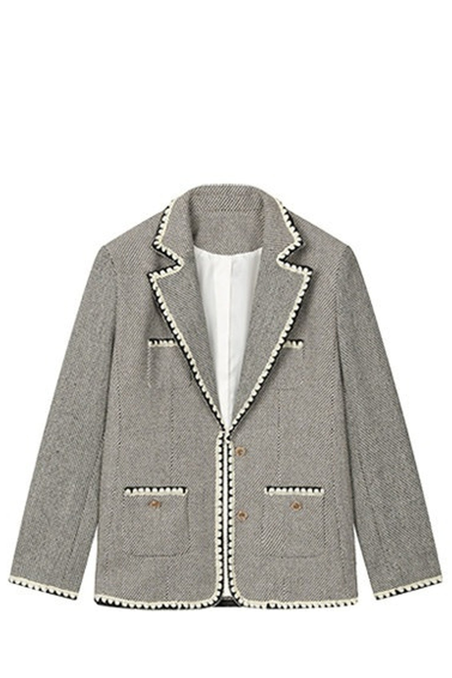 Completo con gilet stile blazer e gonna in lana con ricamo a conchiglia