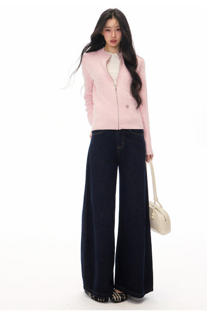 Long Sleeve Knitted Cardigan and Pants Set-Up