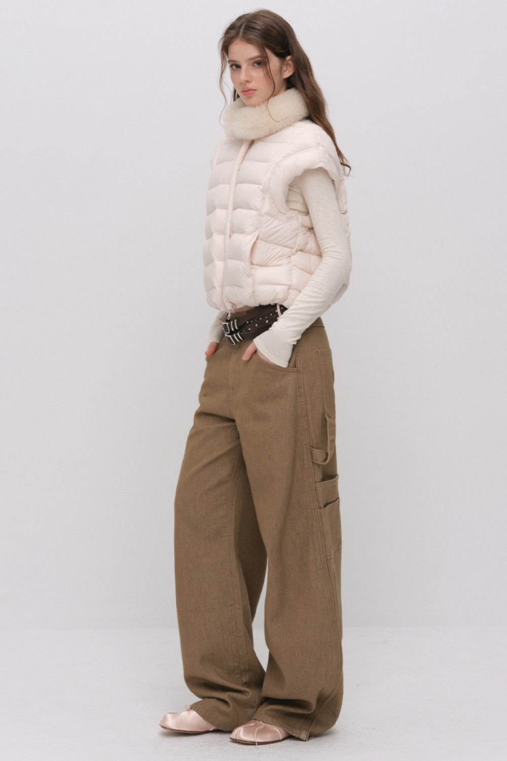 Convertible Detachable Knit Sleeve Down Vest