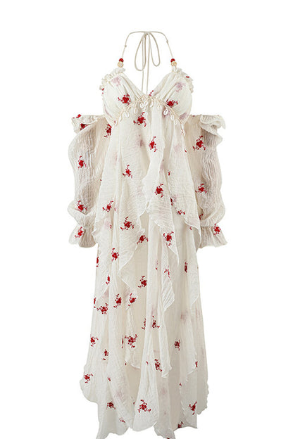 Floral Print Layered-Look Spaghetti Strap Dress