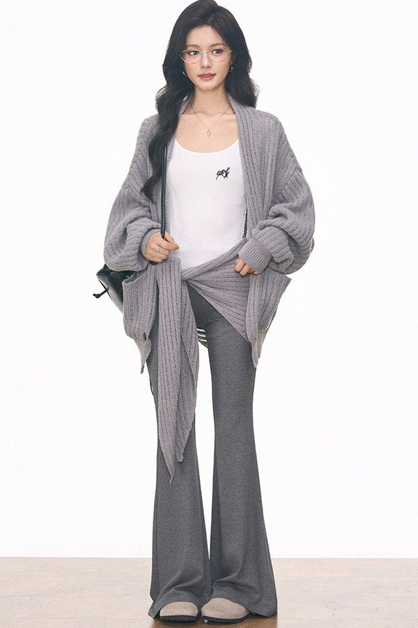 Knit Cardigan and Cuffed Pants Set-Up