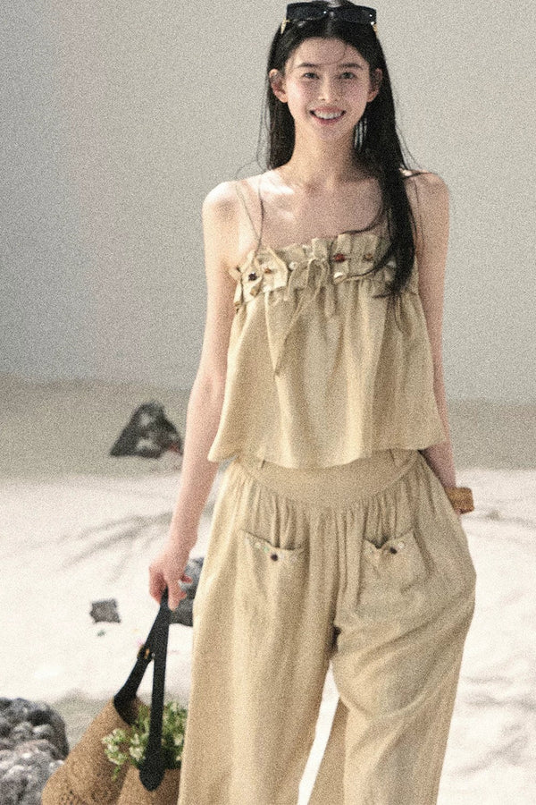 Korean Casual Camisole & Pants Set-Up