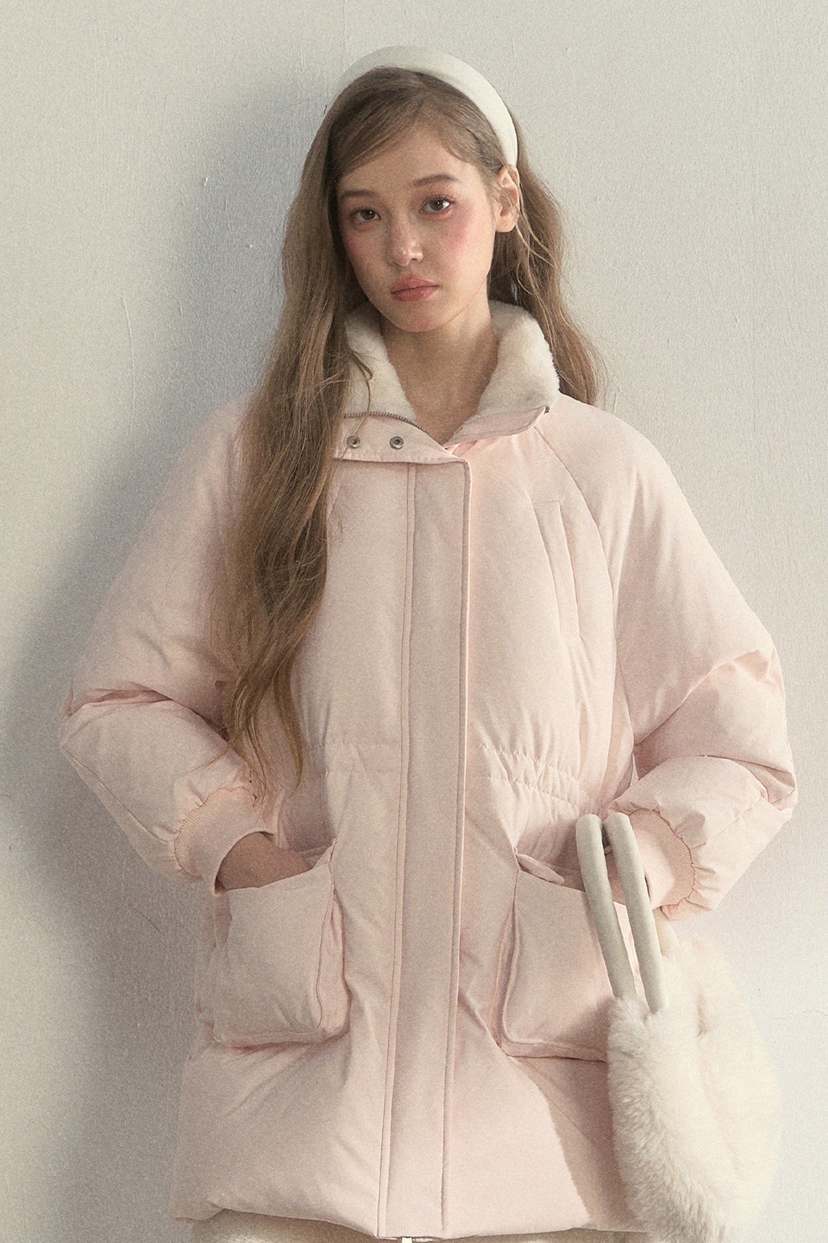 Cloud Scarf Hat Mid-Length Down Jacket