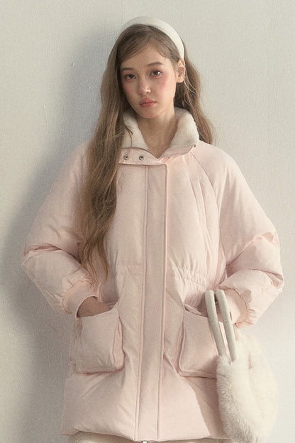 Cloud Scarf Hat Mid-Length Down Jacket